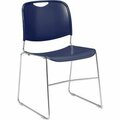 National Public Seating Interion Stacking Chair With Mid Back, Plastic, Navy INT-8505